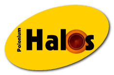 Logo shows magnified cross-section of a Polonium 218 halo in a granite rock. How did it get there? [halos.us]